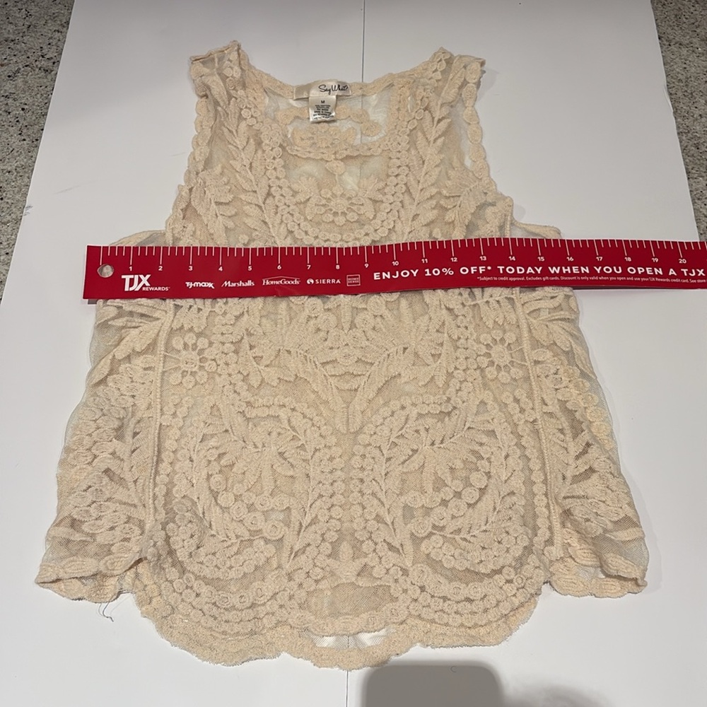 Say What? Cream/ Ivory Lace Sleeveless Top - Picture 5 of 5